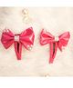 BABY Charm Bow Applique Detailed Pearls Embellished Snap Clips - Dark Pink