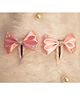 BABY Charm Bow Applique Detailed Pearls Embellished Snap Clips - Baby Pink