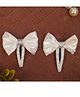 BABY Charm Bow Applique Detailed Pearls Embellished Snap Clips - White