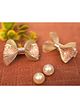 BABY Charm Bow Applique Detailed Hair Clips - Peach