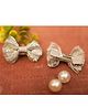 BABY Charm Glittered Bow Applique Detailed Alligator Hair Clips - Silver