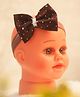 BABY Charm Stones Embellished Bow Applique Detailed Headband - Brown