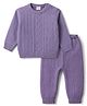 Babyhug Knitted Full Sleeves Sweater Set - Lavender