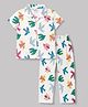Ollypop Sinker Knit Full Sleeves Shirt & Pyjama Co-ords Night Suit With Bird Print - White