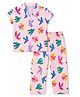 Ollypop Sinker Knit Full Sleeves Shirt & Pyjama Co-ords Night Suit With Bird Print - Pink