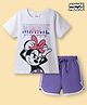 HoneyHap Disney 100% Cotton Knit Half Sleeves T-Shirt & Shorts Night Suit With Minnie Mouse Graphic - Purple