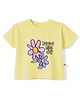 Ollypop Sinker Knit Half Sleeves Oversized Top With Floral Print - Lemon Yellow
