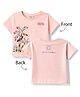 Ollypop Sinker Knit Half Sleeves Oversized Top With Bird Print - Pink