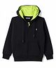 Pine Kids Knit Full Sleeves Hooded Solid Colour Sweat Jacket with Kangaroo Pockets -  Black