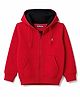 Pine Kids Knit Full Sleeves Hooded Solid Colour Sweat Jacket with Kangaroo Pockets -  Red