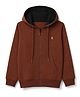 Pine Kids Cotton Knit Hoodies with Full Sleeves and Kangaroo Pockets in Brown for 5-6 Years
