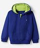 Pine Kids Cotton Knit Jacket with Full Sleeves and Kangaroo Pockets in Navy Blue for 4-5 Years