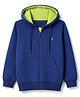 Pine Kids Cotton Knit Jacket with Full Sleeves and Kangaroo Pockets in Navy Blue for 6-7 Years