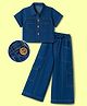 OLLINGTON ST. Co-Ord Set Of Cotton Denim Half Sleeve Top &  Culottes - Blue