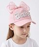 Vritraz BABY Net Knit Pearl & Lace Embellished Bow Applique Detailed Baseball Cap - Pink