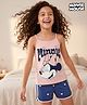 HoneyHap Disney Single Jersey Knit Sleeveless Top & Shorts Nightsuit with Minnie Mouse Graphics & Heart Print - Blue