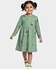 Orange Sugar 100% Cotton Knit Full Sleeves Animals Printed Dress - Light Green