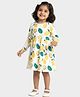 Orange Sugar 100% Cotton Knit Full Sleeves Lemons Printed Dress - White