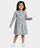 Orange Sugar 100% Cotton Knit Full Sleeves Penguin Printed Dress - Grey