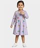 Orange Sugar 100% Cotton Knit Full Sleeves Racing Cars Printed Dress - Lavender