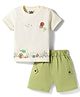 Mini Taurus Sinker Knit Half Sleeves T-Shirt & Shorts Set with Sea Animal Print - Green