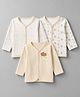 Babyhug 100% Cotton Knit Full Sleeves Striped Jhablas With Patch Pack Of 3 - White