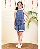 Bugandbees Viscose Rayon Woven Sleeveless Striped Coordinating Top & Shorts Set - Blue