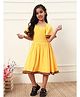 Bugandbees Cotton Woven Half Sleeves Lace Detailed Smocked Dress - Yellow