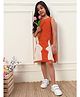 Bugandbees Cotton Woven Sleeveless Bunny Patch Detailed Dress - Orange