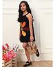 Bugandbees Cotton Woven Sleeveless Floral Patch Embroidered Dress - Black