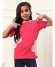 Bugandbees Knitted Half Sleeves Floral Patch Embroidered  Tee - Pink