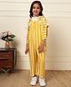 Bugandbees Rayon Woven Sleeveless Striped Dungaree - Yellow