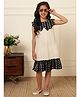 Bugandbees Cotton Flax Woven Sleeveless Abstarct Printed Dress - Off White