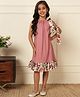 Bugandbees Rayon Woven Sleeveless Floral Printed Dress - Pink