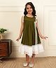Bugandbees Cotton Woven Sleeveless Lace Detailed Dress - Green