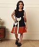 Bugandbees Knitted Knit Sleeveless Colour Blocked Ric Rac Lace Embellished Dress - Black & Orange