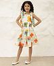 Bugandbees Cotton Woven Sleeveless Floral Printed Tiered Dress - Multi Colour