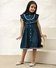 Bugandbees Cotton Woven Sleeveless Frill Detailed Dress - Teal Blue