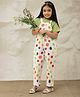 Bugandbees Cotton Flax Knit Sleeveless Polka Dots Printed Dungaree - Multi Colour