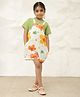 Bugandbees Cotton Flax Woven Sleeveless Floral Printed Dungaree - Multi Colour