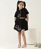 Bugandbees Knitted Knit Half Sleeves Tree Embroidered Top & Skorts Set - Black