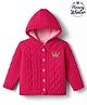 Babyhug Cable Knit Full Sleeves Hooded Sweater with Crown Patch - Dark Pink