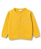 Babyhug Knit Full Sleeves Bear Embroidered Front Open Sweater - Yellow