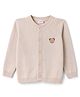 Babyhug Knit Full Sleeves Front Open Sweater with Cub Face Embroidered - Tan
