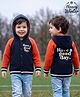 Babyhug Knit Full Raglan Sleeves Hooded Sweater with Front & Back Text Design - Navy