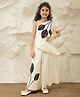 Bugandbees Cotton Woven Half Sleeves Leaves Embroidered Top & Palazzo Set - Off White