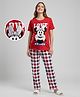 Bella Mama Disney 100% Cotton Knit Half Sleeves Night Suit With Minnie Mouse Graphics - Red