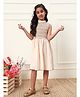 Bugandbees Cotton Woven Sleeveless Smocked Designed Dress - Peach