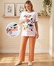 Bella Mama Disney 100% Cotton Knit Half Sleeves Night Suit With Minnie Mouse Graphic - Orange