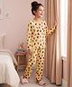 Pine Kids Cotton Knit Full Sleeves Top & Pyjama Co-ord Night Suit with Strawberry Print - Yellow